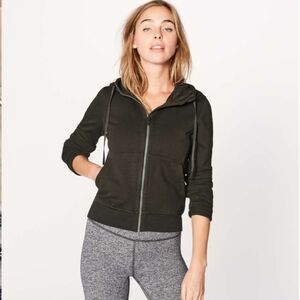 Lululemon Press Pause Jacket Dark Olive Size 8 Casual Running Relaxed Fit